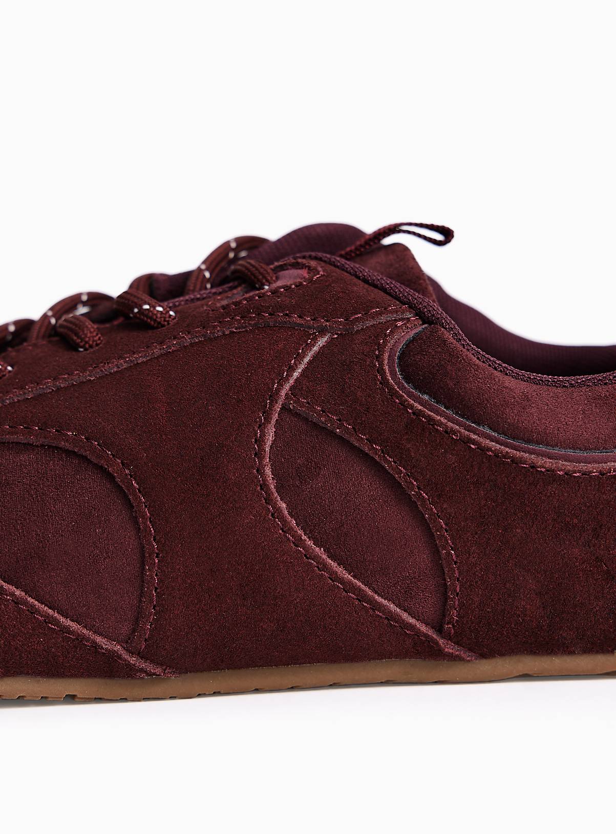 Dark Red Retro Sporty Suede Trainers 7 - Image 5